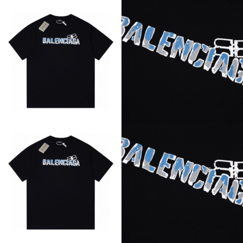 발렌시아가 BALENCIAGA 2023 멀티나염 티셔츠 블랙