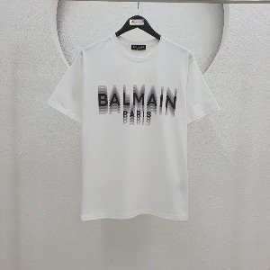 발망 BALMAIN 23 SS 그라데이션 로고 프린팅 티셔츠 화이트