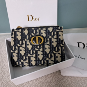 디올 DIOR 30 MONTAIGNE DAHLIA 지갑 블루 Dior Oblique 자카드