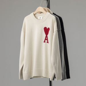 아미 AMI 빅 하트 로고 오버사이즈 인타르시아 스웨터 3color