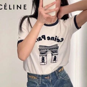 셀린느 파리스 반팔 배색 티셔츠 (S/M)